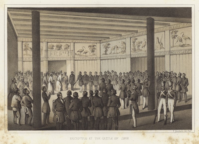 Empfang im Schloss von Shui, Ryukyu-Inseln von American School