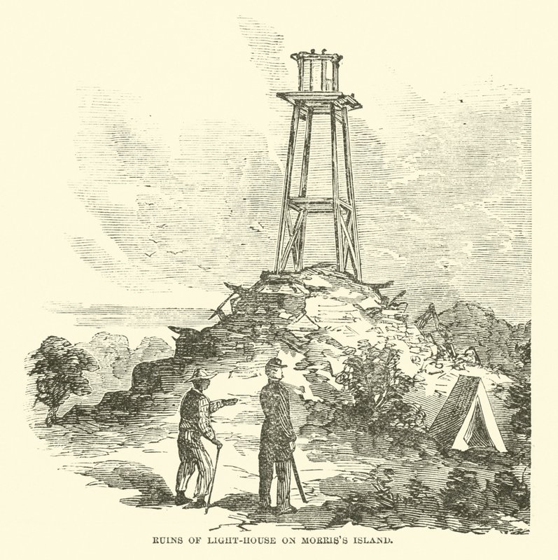 Ruinen des Leuchtturms auf Morriss Island, Juli 1863 von American School