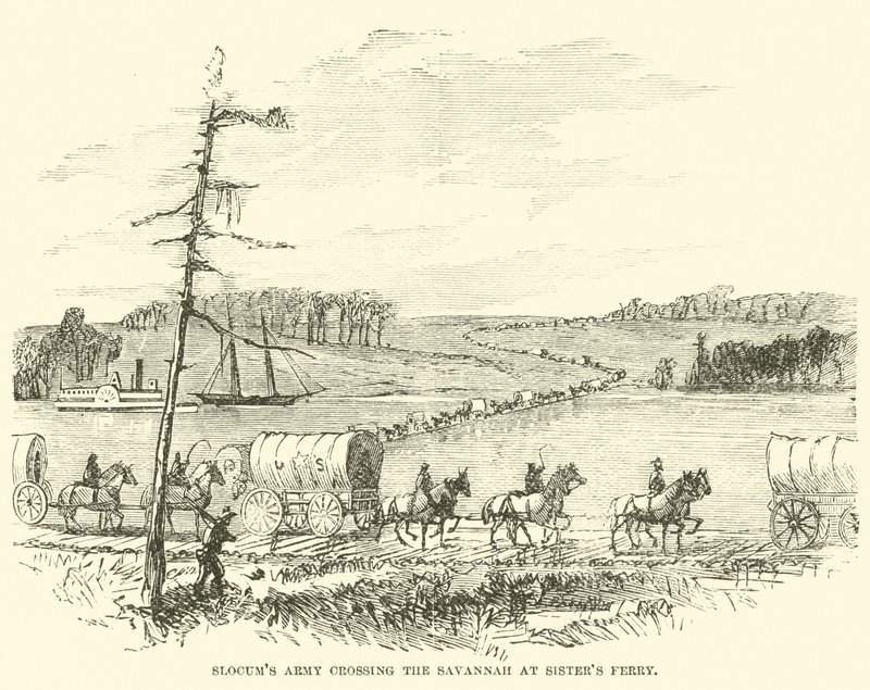 Slocums Armee überquert den Savannah bei Sisters Ferry, Januar 1865 von American School
