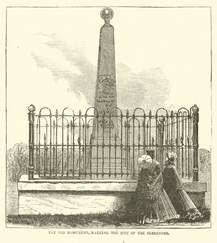 Das alte Denkmal, das den Ort der Kapitulation markiert, Juli 1863 von American School