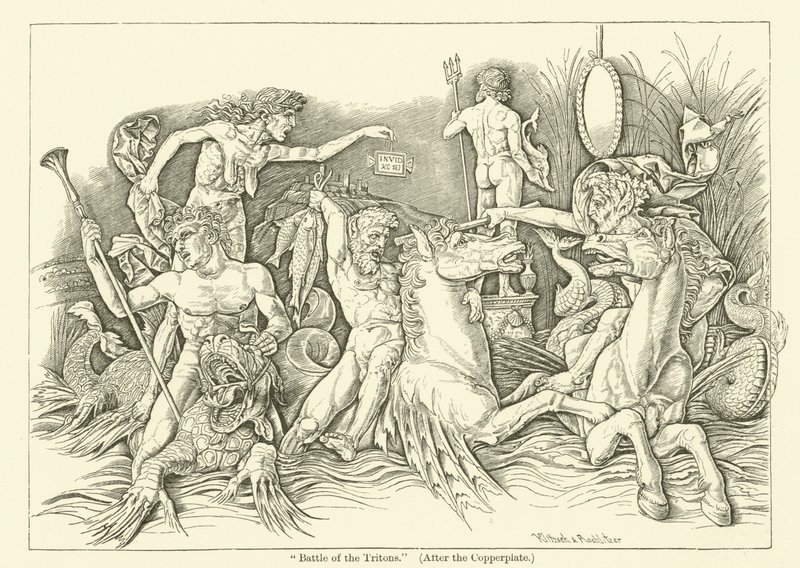 Schlacht der Tritonen (Gravur) von Andrea (after) Mantegna