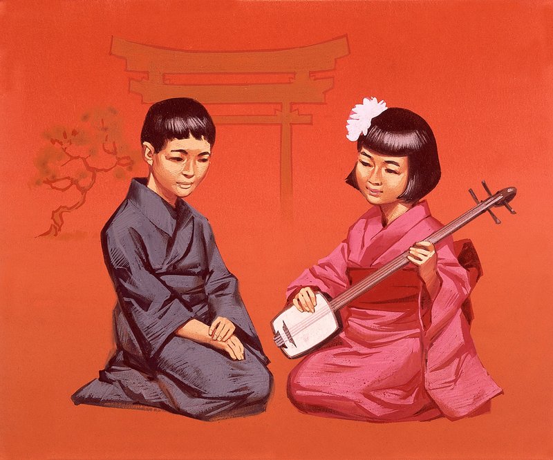 Japanische Kinder in ihrer Nationaltracht von Angus McBride