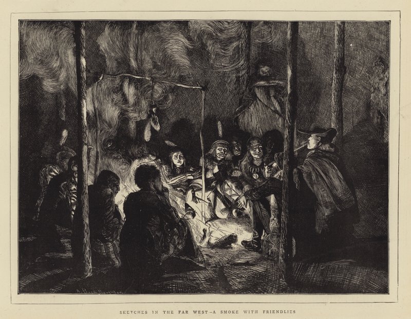 Skizzen im Fernen Westen, eine Rauchpause mit Freundlichen von Arthur Boyd Houghton