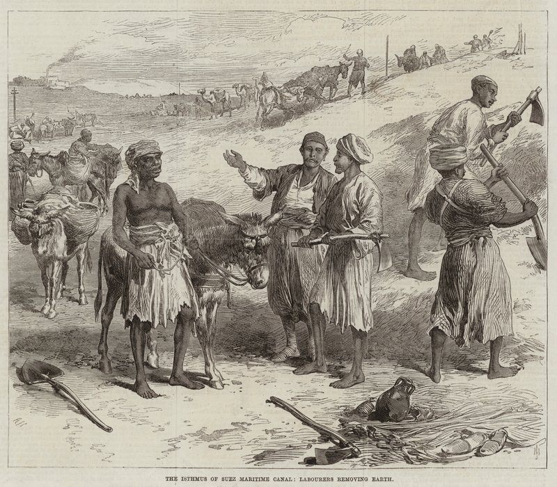 Der Isthmus des Suezkanals, Arbeiter entfernen Erde von Arthur Hopkins