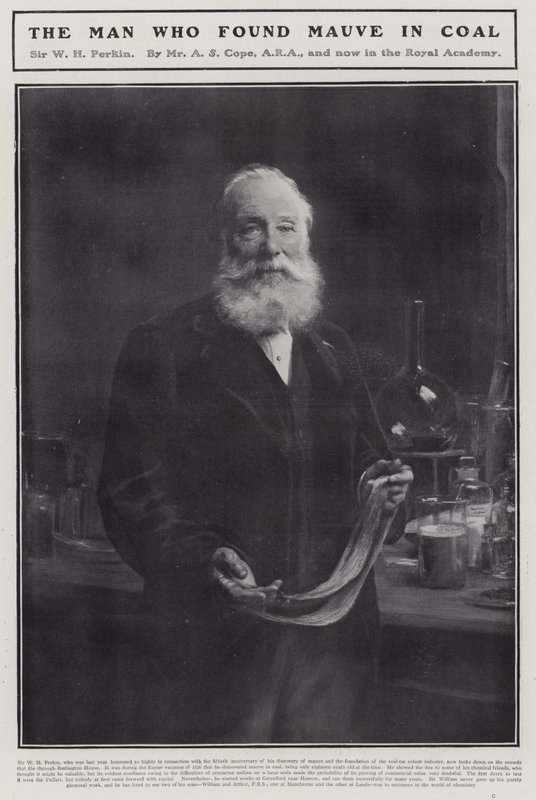 William Henry Perkin, englischer Chemiker, der den ersten synthetischen organischen Farbstoff Mauvein entdeckte von Arthur Stockdale Cope