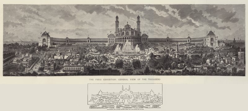Die Pariser Ausstellung, Gesamtansicht des Trocadero von Auguste Victor Deroy