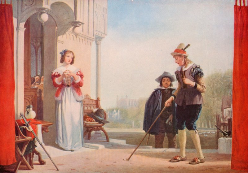 Shakespeare: Slender und Anne Page, Die lustigen Weiber von Windsor, Akt I, Szene 1 von Augustus Wall (after) Callcott