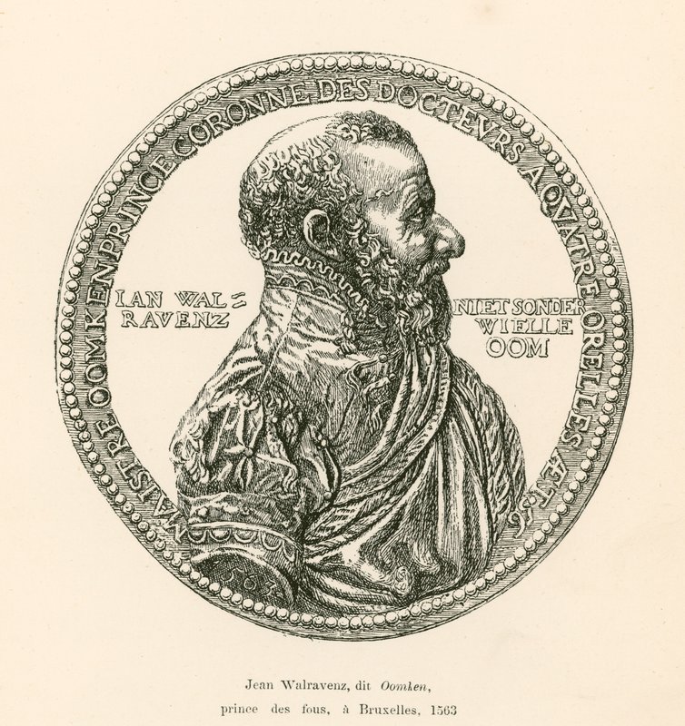 Jean Walravenz, genannt Oomken, Fürst der Narren, in Brüssel, 1563 von Belgian School