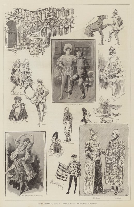 Die Weihnachts-Pantomimen, Der gestiefelte Kater, im Drury-Lane-Theater von Bernard Partridge