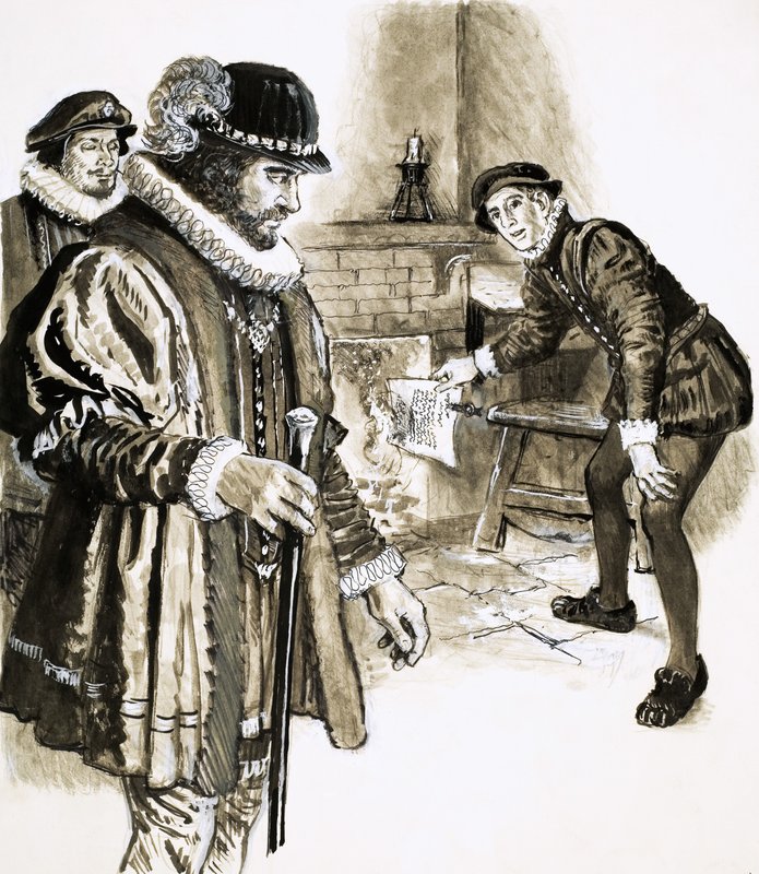 George Heriot verbrennt einen Schuldschein des Königs im Wert von 2.000 von C.L. Doughty