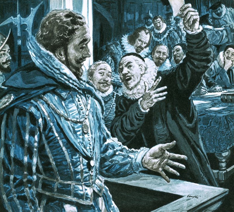 Sir Walter Raleigh verteidigt sich gegen die Anschuldigungen von Edward Coke von C.L. Doughty