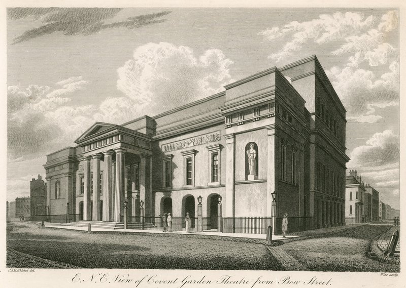 Außenansicht des Covent Garden Theaters, London, von Bow Street von C. John Mayle Whichelo