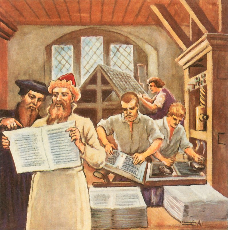 Gutenberg druckt die Bibel von Carl Arriens