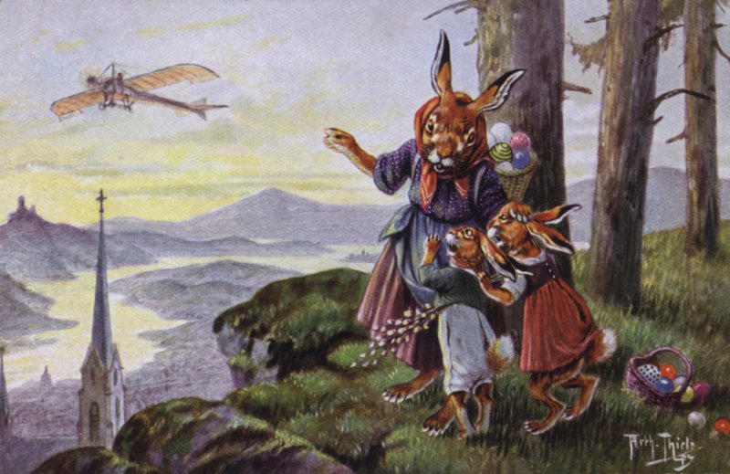 Kaninchen diskutieren über ein Flugzeug von Carl Robert Arthur Thiele
