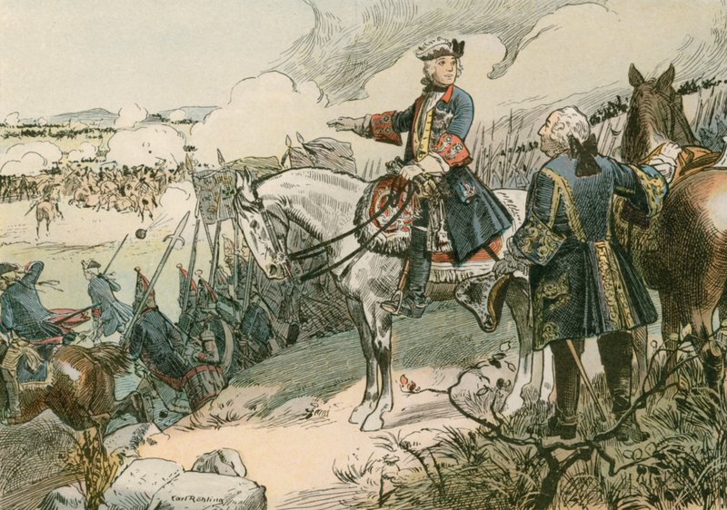 Friedrich der Große (1712-1786) in der Schlacht von Hohenfriedberg 1745 von Carl Rohling