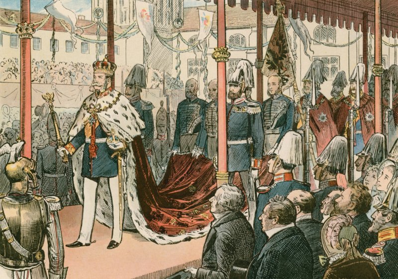 Die Krönung von Wilhelm I., König von Preußen und erster Deutscher Kaiser (1797-1888), in Königsberg 1861 von Carl Rohling