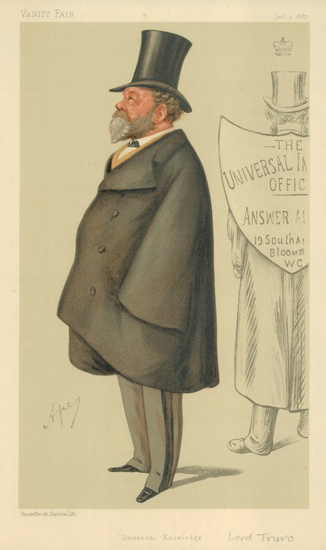 Lord Truro, Universal Knowledge, 1. Januar 1887, Vanity Fair Karikatur von Carlo Pellegrini