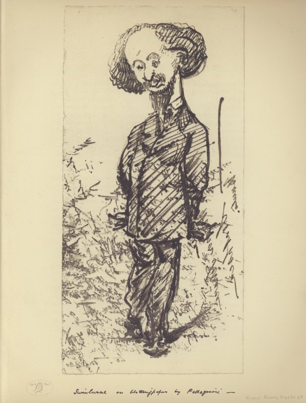 Swinburne auf Löschpapier (Karikatur des englischen Autors Algernon Charles Swinburne) von Carlo Pellegrini