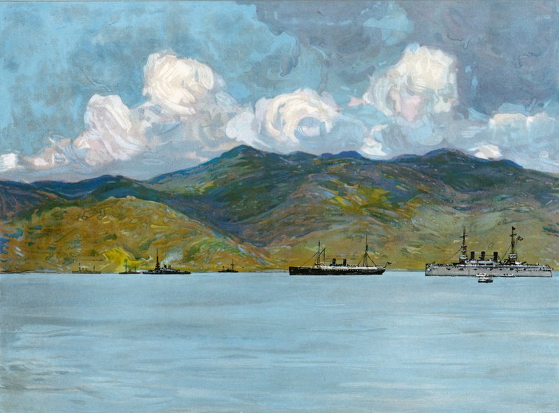 Unsere Kriegsschiffe vor der Küste nahe Santiago de Cuba, 3. Juni 1898 von Carlton Theodore Chapman