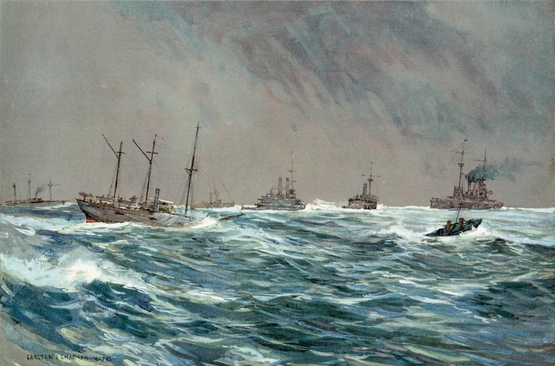 Kriegsschiffe der Vereinigten Staaten bei stürmischem Wetter vor der kubanischen Küste von Carlton Theodore Chapman