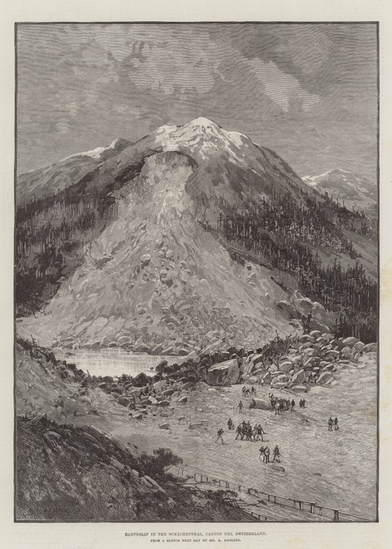 Erdrutsch im Schachenthal, Kanton Uri, Schweiz von Charles Auguste Loye