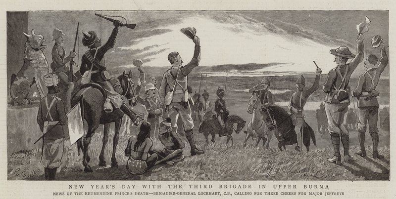 Neujahrstag mit der dritten Brigade in Oberburma von Charles Edwin Fripp