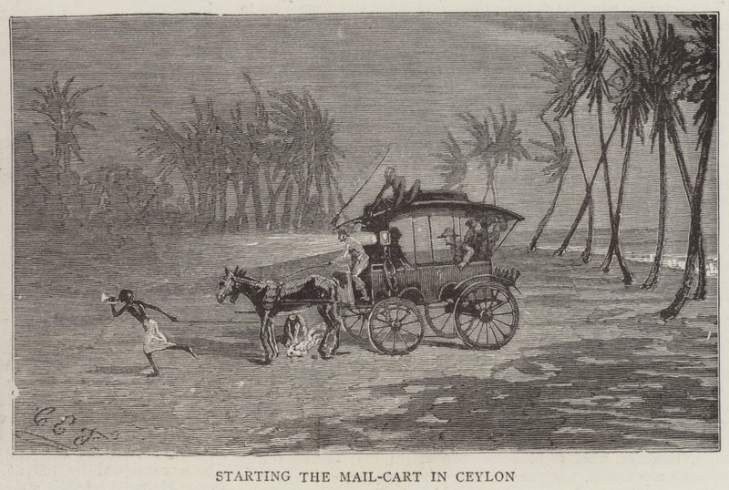 Start des Postwagens in Ceylon von Charles Edwin Fripp