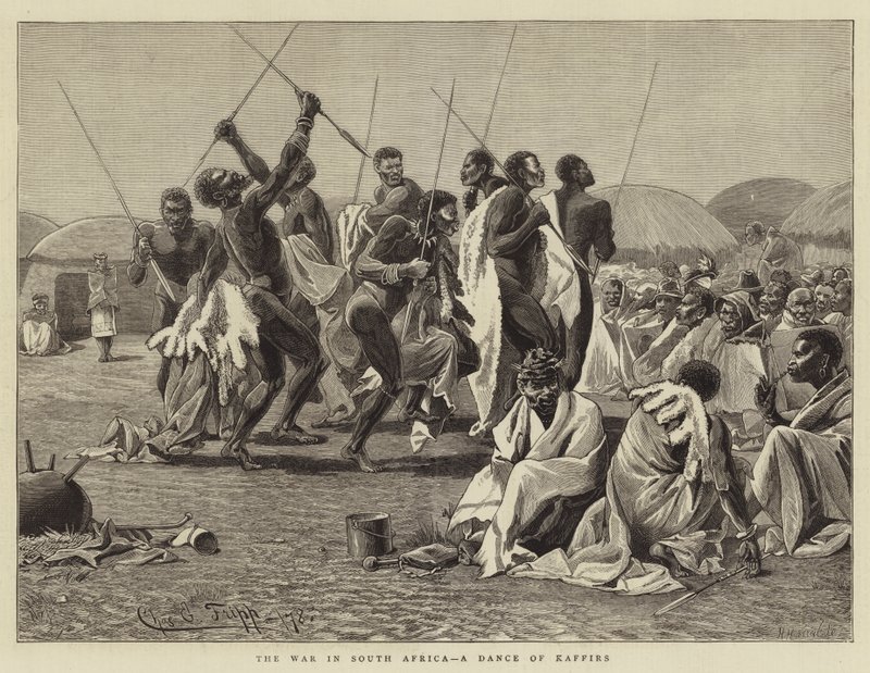 Der Krieg in Südafrika, ein Tanz der Kaffern von Charles Edwin Fripp