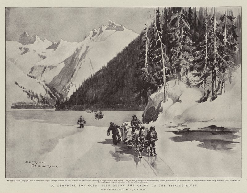 Nach Klondyke für Gold, Blick unterhalb des Canyons am Stikine River von Charles Edwin Fripp