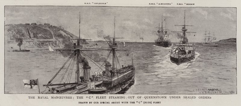 Die Marine-Manöver, die C-Flotte dampft unter versiegelten Befehlen aus Queenstown von Charles J. Staniland