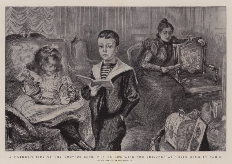 Eine traurige Seite des Dreyfus-Falls, die Frau und Kinder des Exils in ihrem Zuhause in Paris von Charles Paul Renouard