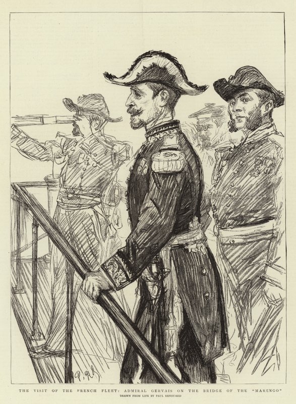 Der Besuch der französischen Flotte, Admiral Gervais auf der Brücke der Marengo von Charles Paul Renouard