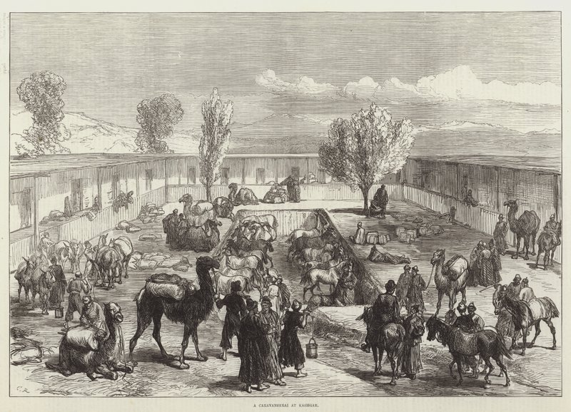 Ein Karawanserei in Kaschgar von Sir John Charles Robinson