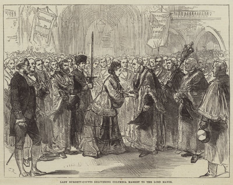 Lady Burdett-Coutts übergibt den Columbia Market an den Lord Mayor von Sir John Charles Robinson