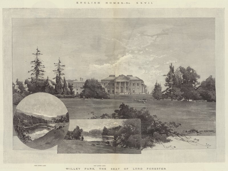 Englische Häuser, Willey Park, der Sitz von Lord Forester von Charles Auguste Loye