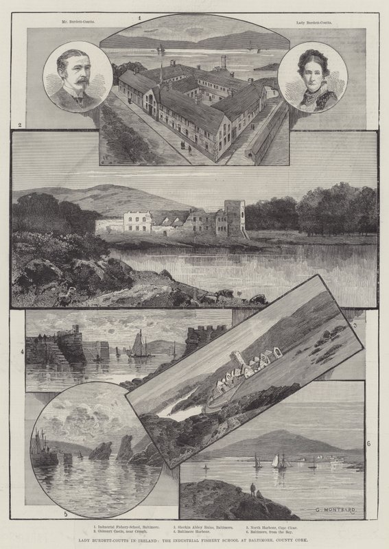 Lady Burdett-Coutts in Irland, die industrielle Fischereischule in Baltimore, County Cork von Charles Auguste Loye