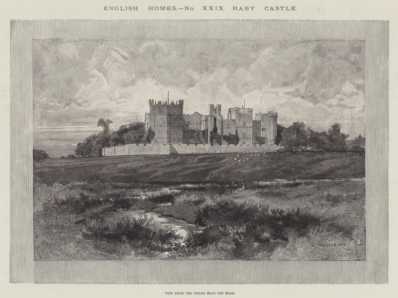 Raby Castle, Blick von den Feldern in der Nähe der Straße von Charles Auguste Loye