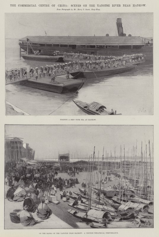 Das Handelszentrum Chinas, Szenen am Jangtse-Fluss in der Nähe von Hankow von Charles Auguste Loye
