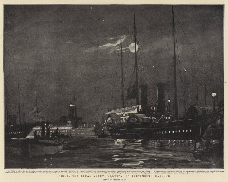 Nacht, die königliche Yacht Alberta im Hafen von Portsmouth von Charles Edward Dixon