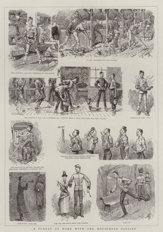 Ein Sonntag zu Hause mit der Household Cavalry von Charles Edwin Fripp