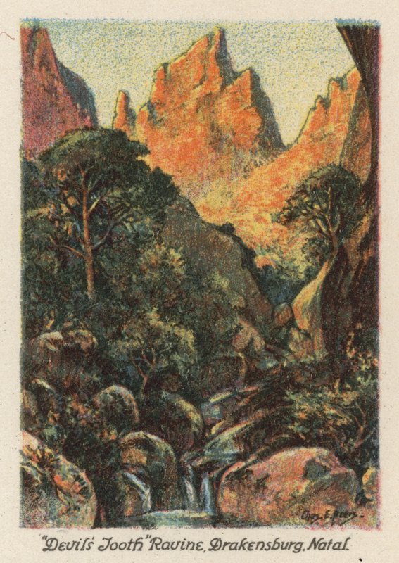 Südafrika: "Teufelszahn," Schlucht, Drakensberg, Natal von Charles Ernest Peers