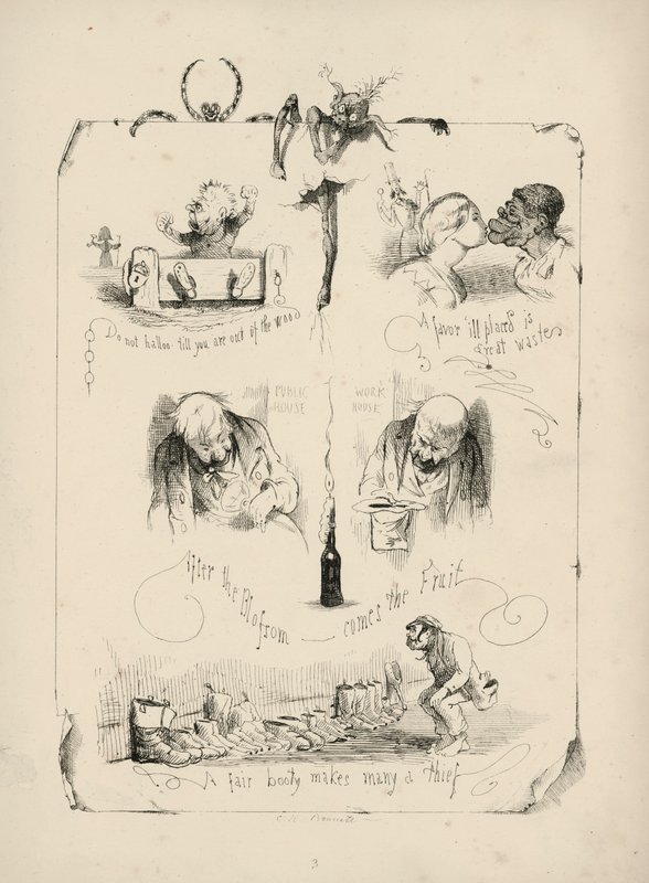 Seite aus Sprichwörter mit Bildern von Charles Henry (after) Bennett