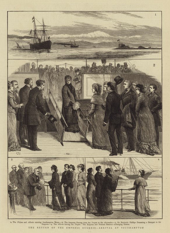 Die Rückkehr der Kaiserin Eugenie, Ankunft in Southampton von Charles J. Staniland