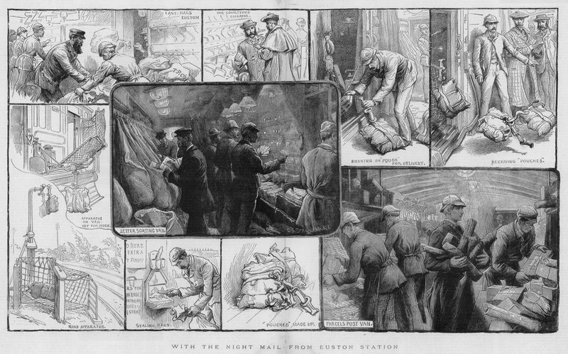Mit der Nachtpost vom Euston-Bahnhof (Stich) von Charles J. Staniland