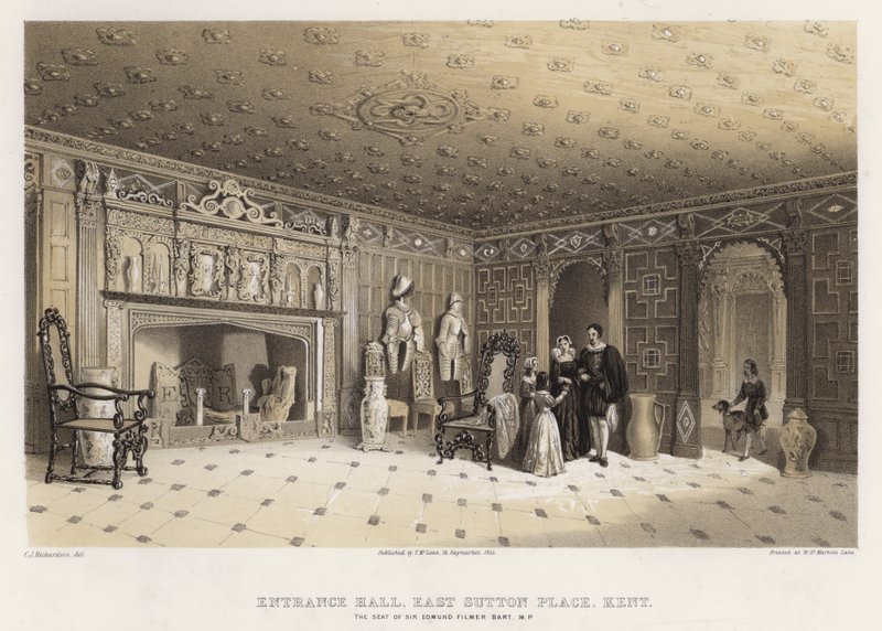 Eingangshalle, East Sutton Place, Kent, Sitz von Sir Edmund Filmer von Charles James Richardson