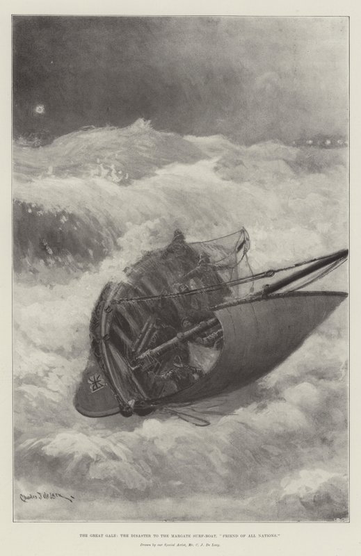 Der große Sturm, das Unglück des Margate-Rettungsboots, Freund aller Nationen von Charles John de Lacy