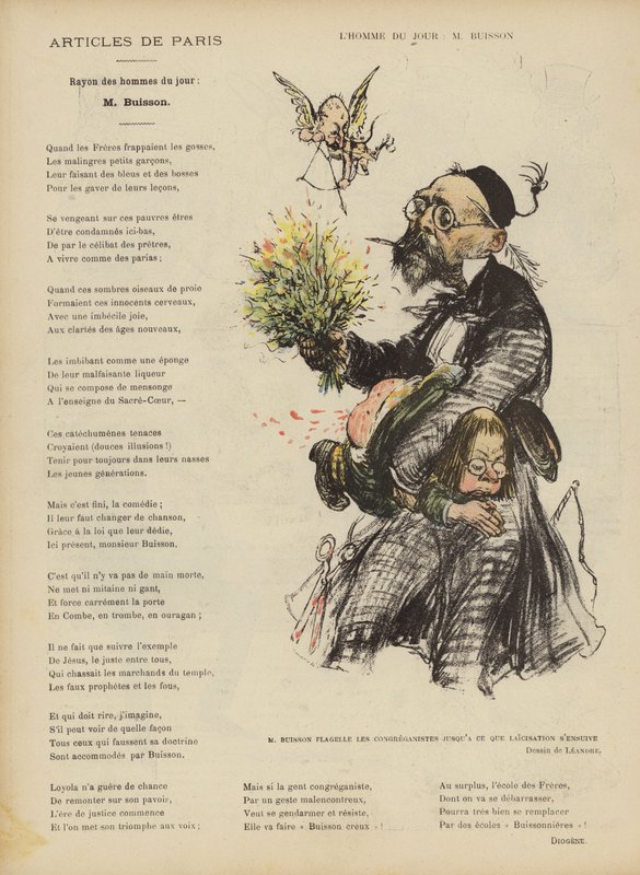 Karikatur des französischen Politikers Ferdinand Buisson. Illustration für Le Rire von Charles Leandre