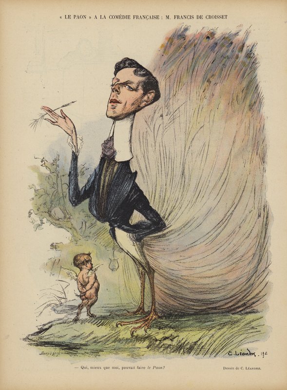 Francis de Croisset, französischer Dramatiker, Romanautor und Librettist. Illustration für Le Rire von Charles Leandre
