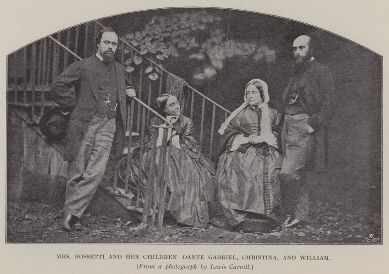 Mrs. Rossetti und ihre Kinder Dante Gabriel, Christina und William von Charles Lutwidge Dodgson