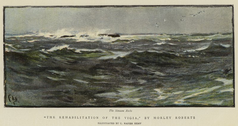 Illustration für Die Rehabilitation der Vigia, von Morley Roberts von Charles Napier Hemy